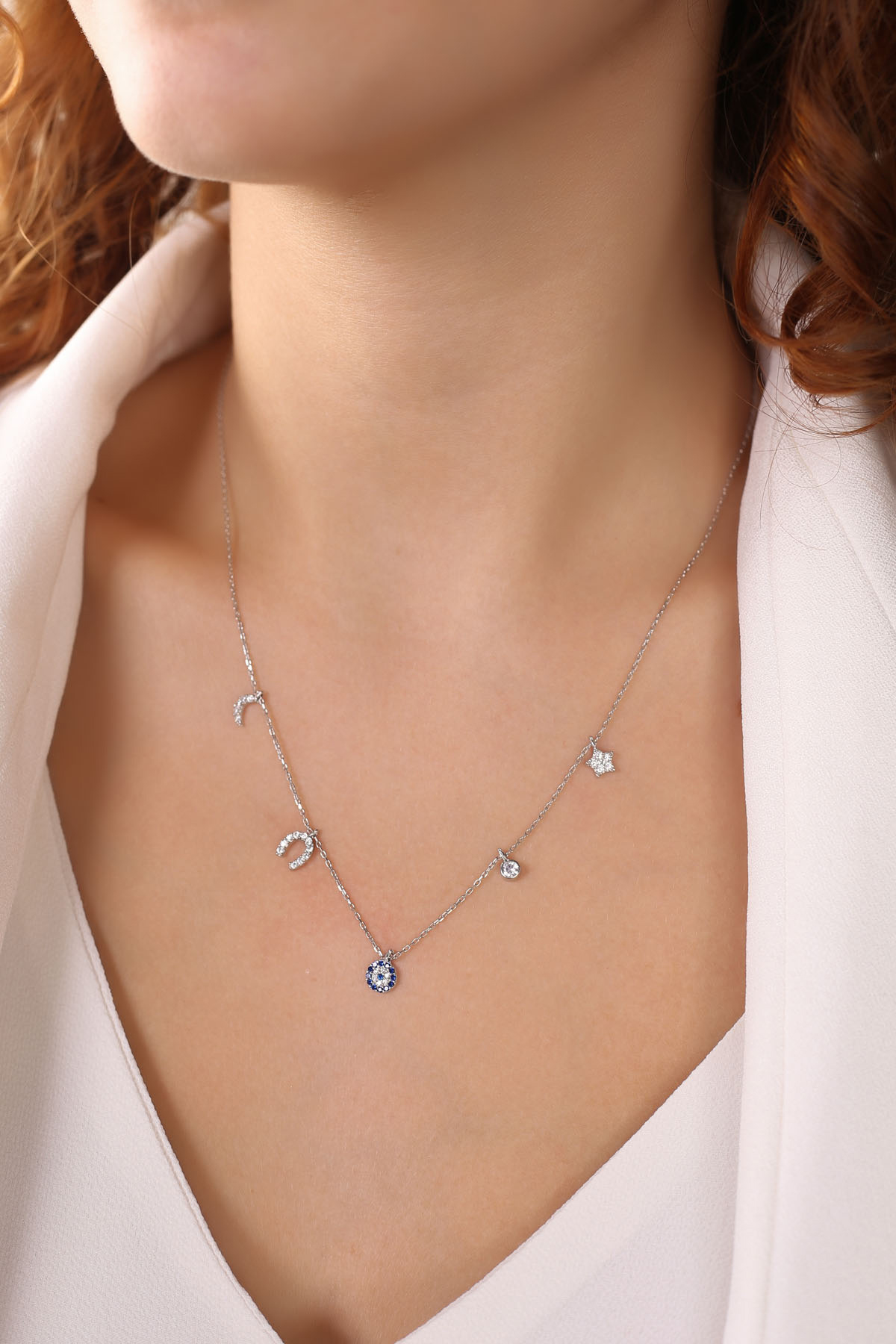 Nazarlı Şans Model Gümüş Kolye