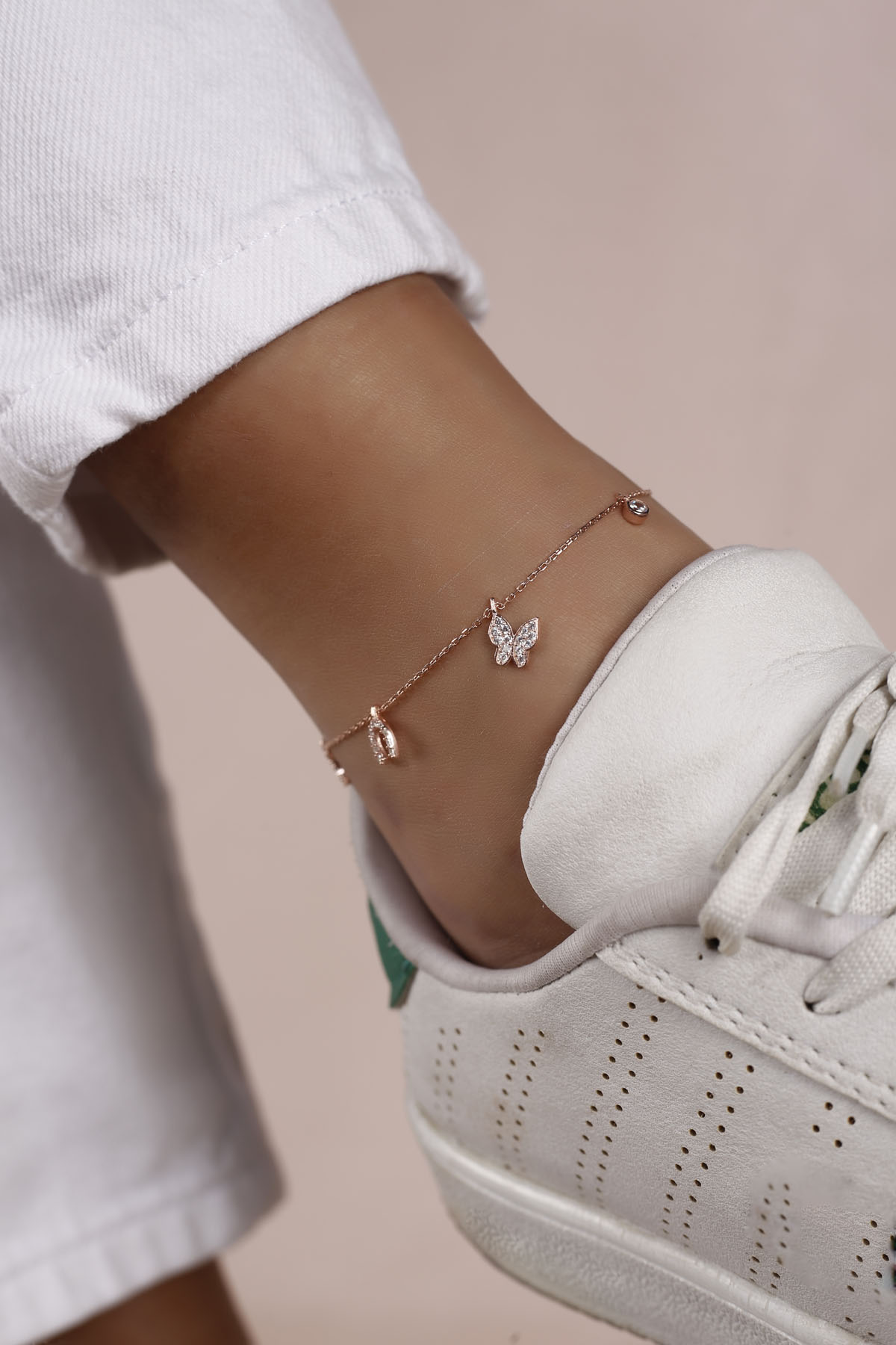 Rose Kelebekli Şans Model Gümüş Halhal