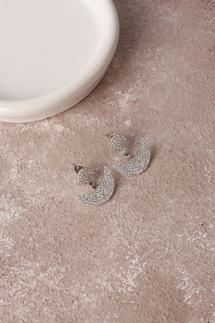 Zirkon Taşlı Ay Model Küpe